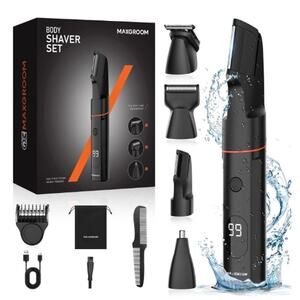 MaxGroom Body Shaver Set, 4 in 1, LED Display, USB Rechargeable, Open Box